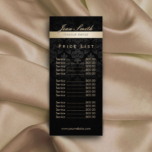 Pris lista över makeup Artist Guld Stripe Damask S Reklamkort
