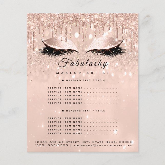 Pris lista över makeup Artist Salon Glitter Flyer  (Framsidan)