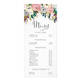 Pris lista över målad Blommigt Salon Stylist-meny Reklamkort