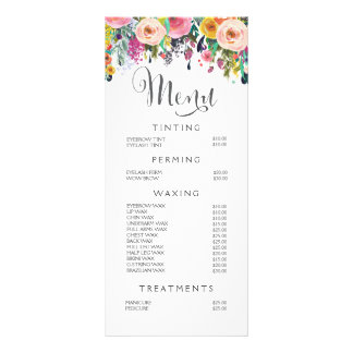 Pris lista över målad Blommigt Salon Stylist-meny Reklamkort