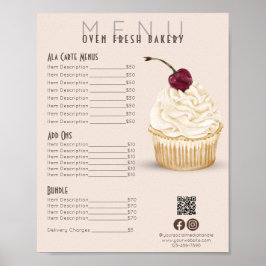 Pris lista över Menu-bakeriet för körsbär Poster