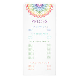 Pris lista över Rainbow Färg Mandala Shop Store-me Reklamkort