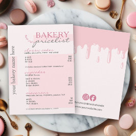 Pris lista över rosa-drivrutin, typografi-meny, ba meny
