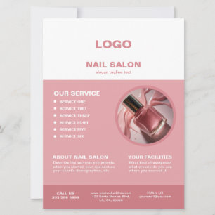 Pris lista över Rosa White Nail Salon Flyer Inbjudningar
