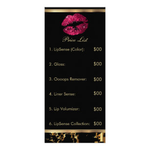 Pris lista över shock rosa Glitter och Marble Lip Reklamkort