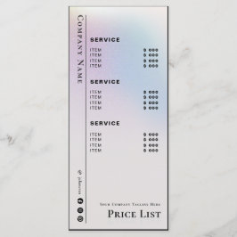Pris lista över snyggt Holografik Beauty Service Meny
