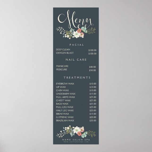Pris lista över stavningskontroll - Salon Beautici Poster (Framsidan)