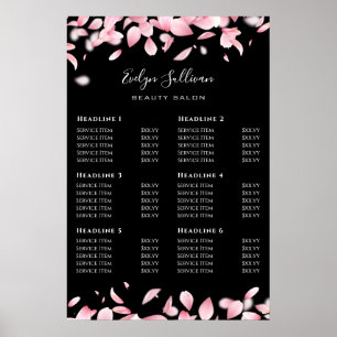 Pris lista poster för att fylla i petaler