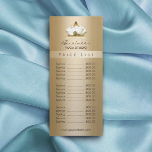 Pris lista Yoga Studio Modern Guld Lotus Reklamkort