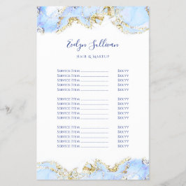 Pris listflygare för blå marmordesign flygblad