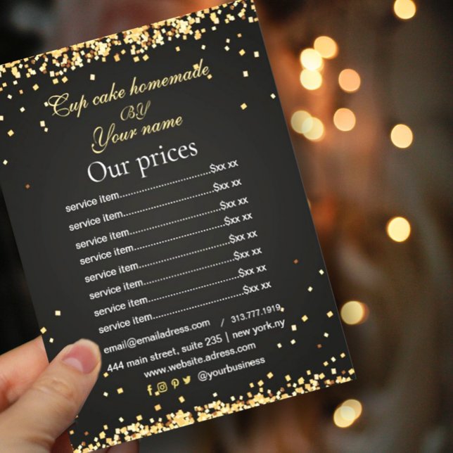 Pris listflygare för elegant Sparkles svarta guld Flygblad (#blackgoldflyer #sparklesflyer #blackfriday #holiday #Christmas #opening #makeupartist #sale #shiny)