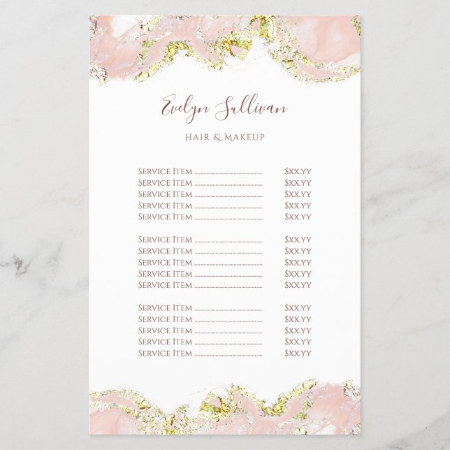 pris listflygare för rosa marbling-design flygblad (Framsidan)