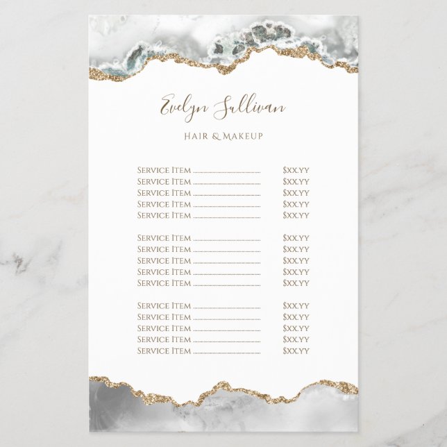 Pris listflygare för vit agate flygblad (Framsidan)