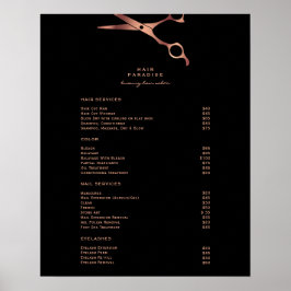 Pris listmeny för Black Hair Salon Copper Poster