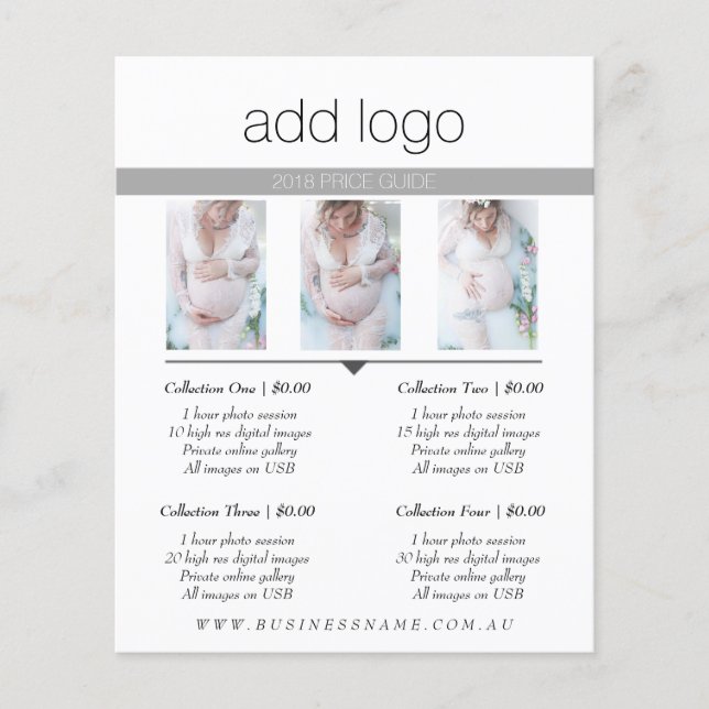 Pris LISTSESSIONSAVGIFT FÖR FOTOGRAFIS PRICING GUI Flygblad (Framsidan)