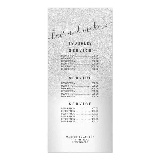 Pris Makeup silver glitter metallfolie av Reklamkort (Framsidan)