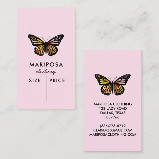 PRIS MÄRKRE för elegant Butterfly Monarch-ANPASSNI Visitkort (Fram/baksida)