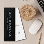 Pris Märkre för enkel visning för beklädnad, svart Litet Visitkort<br><div class="desc">En minimalistisk märkre för ditt företag i online eller mode. Den här enkla prisa märkrn för svartvitt är lätt att anpassa. Dina kunder kommer att göra det enkelt för kärlek. På framsidan av detta lägger du till ditt företag namn och tagline. I motsatt riktning kan du redigera texten, men för...</div>