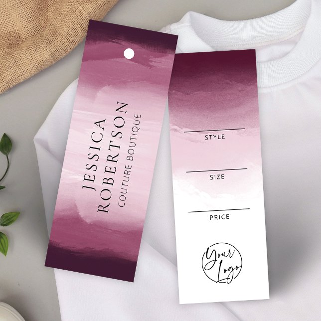 Pris Märkre för modern vattenfärgsfärgsetikett Litet Visitkort (Elegant burgundy watercolor fashion boutique price tag labels with your logo)
