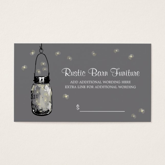 PRIS MÄRKRE Mason Burk & Fireflies Visitkort (Framsidan)