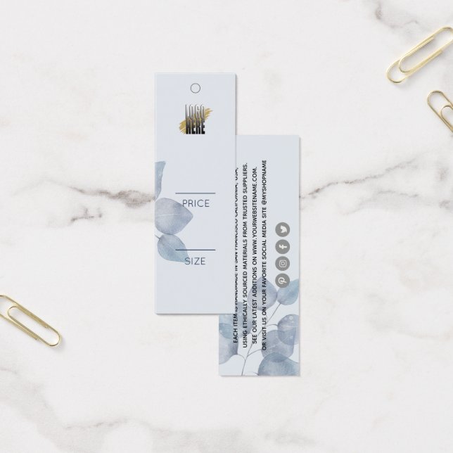 Pris märkre med minimalistisk blå botaniska kläder litet visitkort (Kontor)