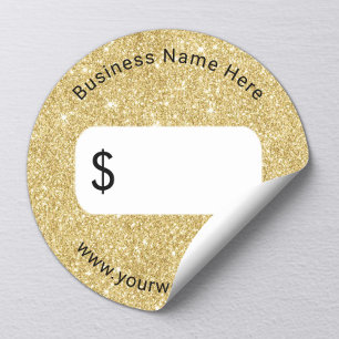 Pris Märkre Modern Guld Glitter Runt Klistermärke