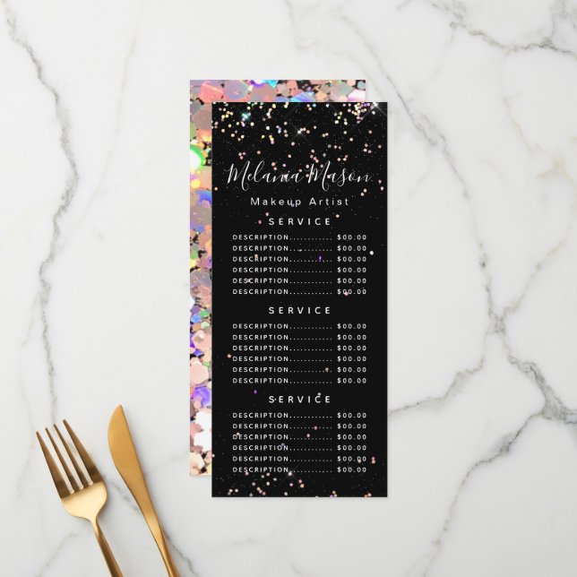 Pris meny för holografisk Glitter Makeup Artist Bl (Fram/Back In Situ)