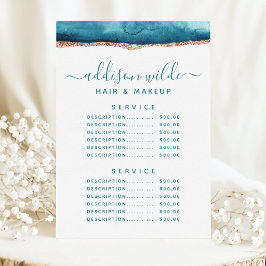 Pris meny för Teal and Guld Watercolor Service