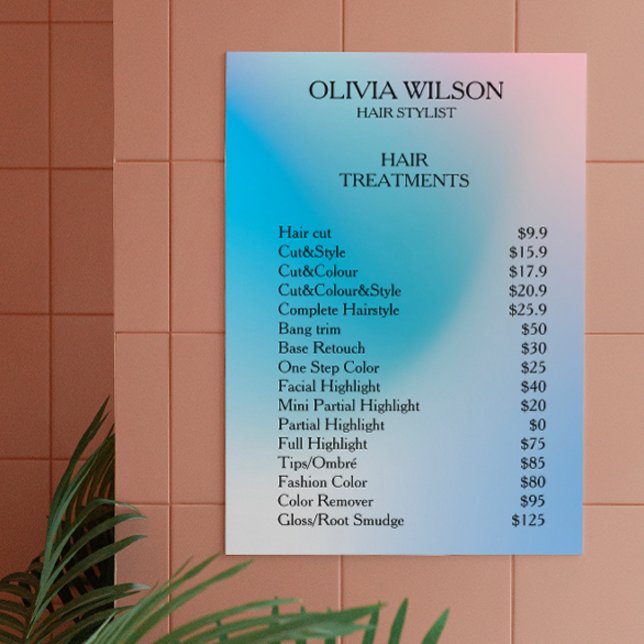 Pris Nagel-teknik för holografisk illustration av Poster (Price List Holographic Iridescent Design Nail Tech Poster)