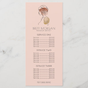 Pris platt meny för konstnärer i konstform Rosa i 