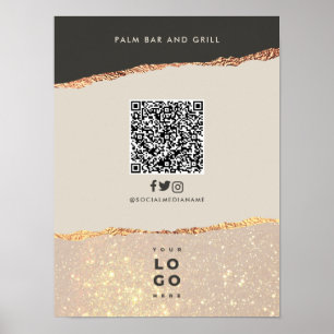 pris QR-kod på pub-menyn för svart elegant i ro Poster