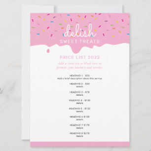PRIS SERVICE LIST rosa frosting drip sprinkles Inbjudningar