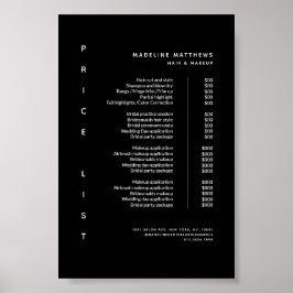 Pris tjänst för modern minimalistisk svartlista poster
