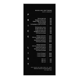 Pris tjänst för modern minimalistisk svartlista reklamkort