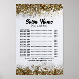 Prisa för Beauty Nail Salon List-menyn guld konett Poster