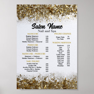 Prisa för Beauty Nail Salon List-menyn guld konett Poster