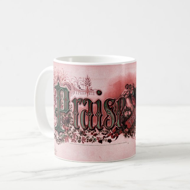 "Prisa Herren" djupt rött & grönt Kaffemugg (Framsida vänster)