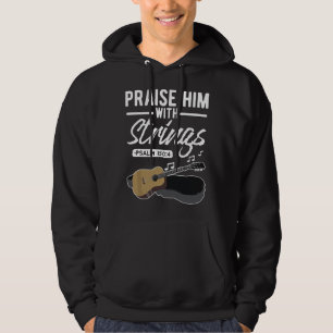 Prisa honom med strängar Gitarr Psaltar Citat s Hoodie