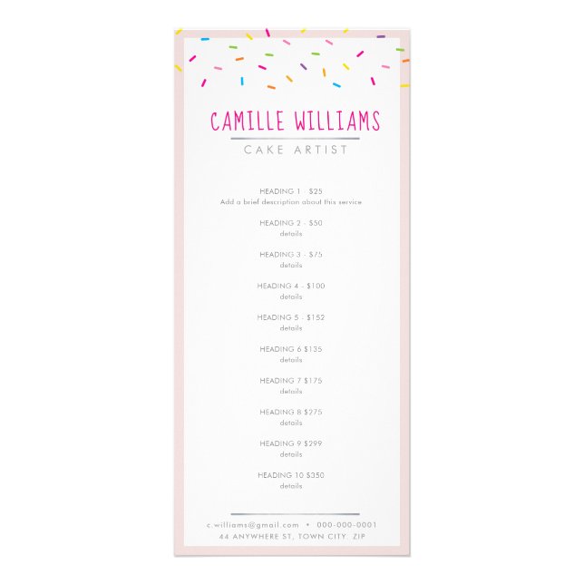 PRISA LIST-bagerikakor söta, färgade sprinkler Reklamkort (Framsidan)