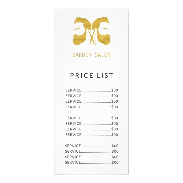 Prisa listtjänster för barber shop enkla guld reklamkort (Framsidan)