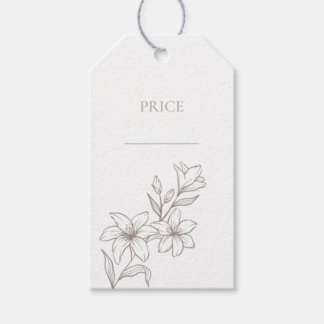 Prisa Märkre för chic med minimal Blommigt Presentetikett (Framsidan)
