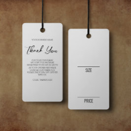 Prisa Märkre för vit Storlek Visning för kläder Visitkort