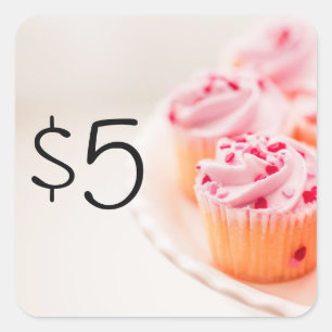 Prisa Stickers Rosa Muffinsar för Bake Sale Fundra Fyrkantigt Klistermärke