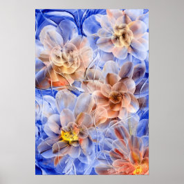 Prisad Handmålad Abstrakt Blomma Poster