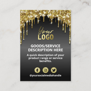 Prisare ingredienser i svart Guld Glitter Visitkort