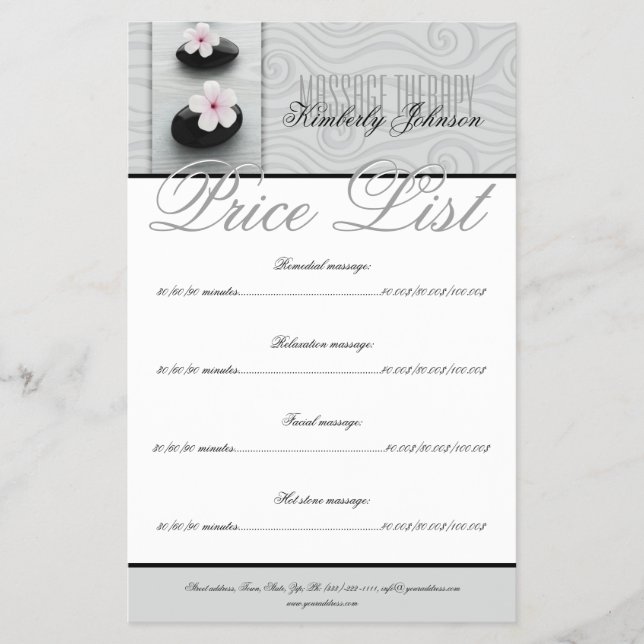 Prisare lista över massabehandlingsrelaxeringscent flygblad (Framsidan)