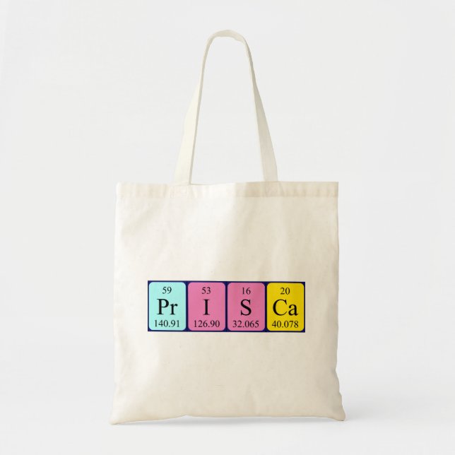 Prisca periodiskt bord namn tote bag tygkasse (Framsidan)