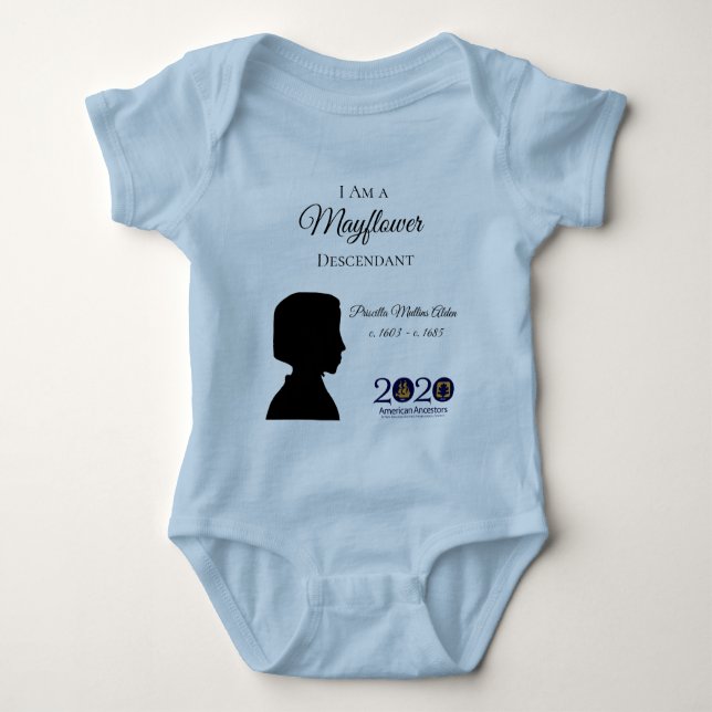 Priscilla Alden Mayflower härstamma babyBodysuit T Shirt (Framsida)