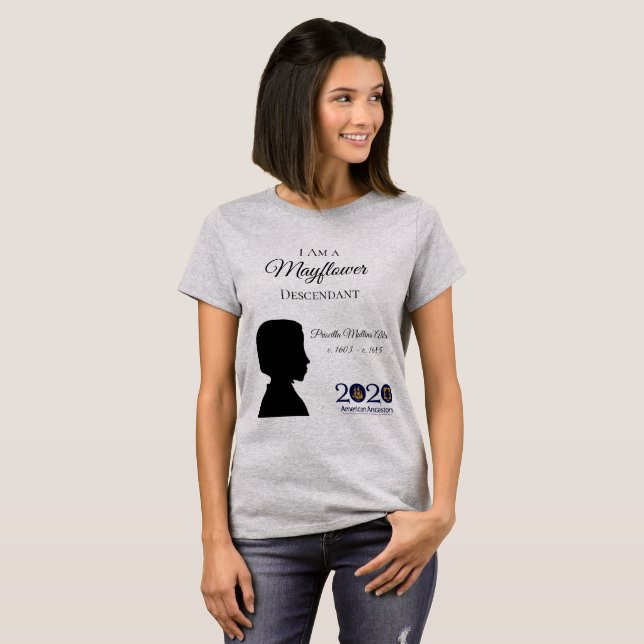 Priscilla Alden Mayflower kvinna T-tröja T Shirt (Hel framsida)