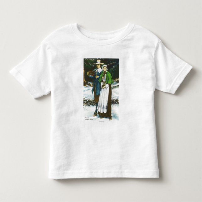Priscilla och John Alden plats T-shirt (Framsida)